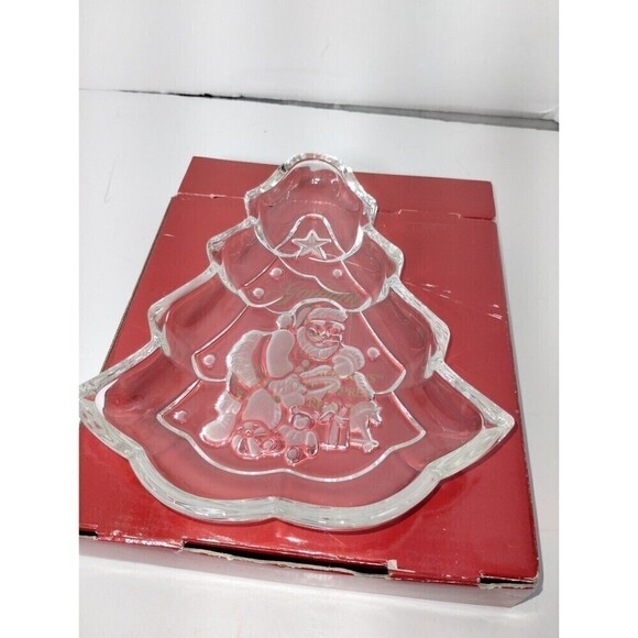 Gotham Holiday Traditions North Express Crystal Tree Treat Dish 8.5" with Santa - Picture 2 of 11